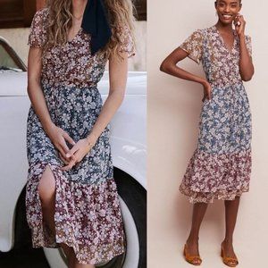 Anthropologie One September Desert Floral Midi Dress